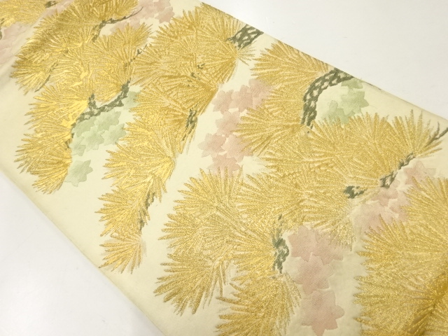JAPANESE KIMONO / ANTIQUE FUKURO OBI / SILK / WOVEN PINE & MAPLE